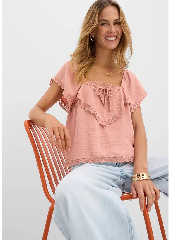 Blustopp av l&auml;tt kr&auml;pp, bonprix