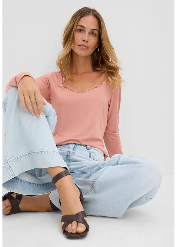 L&aring;ng&auml;rmad topp i mjuk viskosmix, bonprix