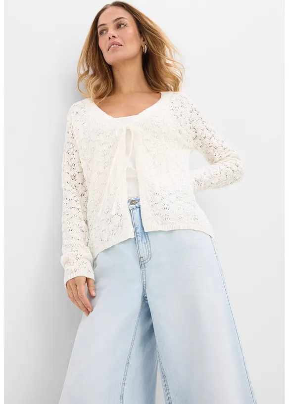 H&aring;lm&ouml;nstrad cardigan av bomull, bonprix