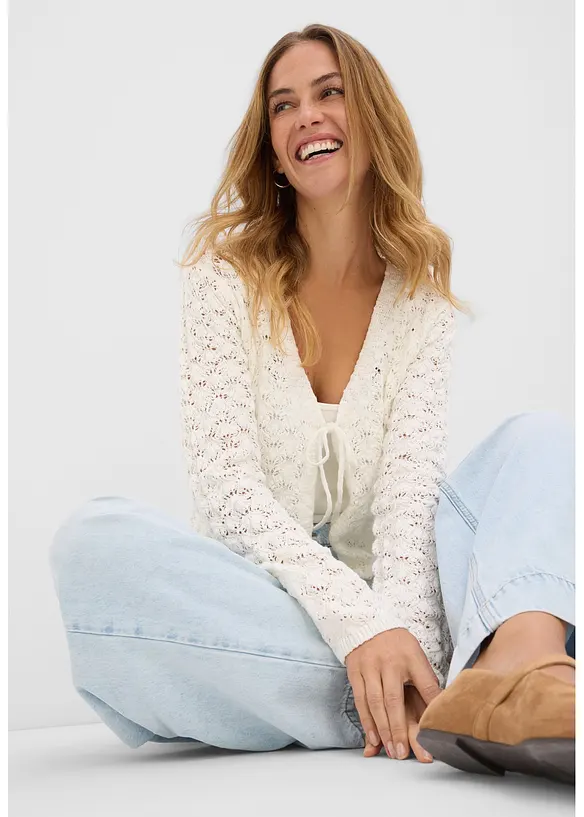 H&aring;lm&ouml;nstrad cardigan av bomull, bonprix