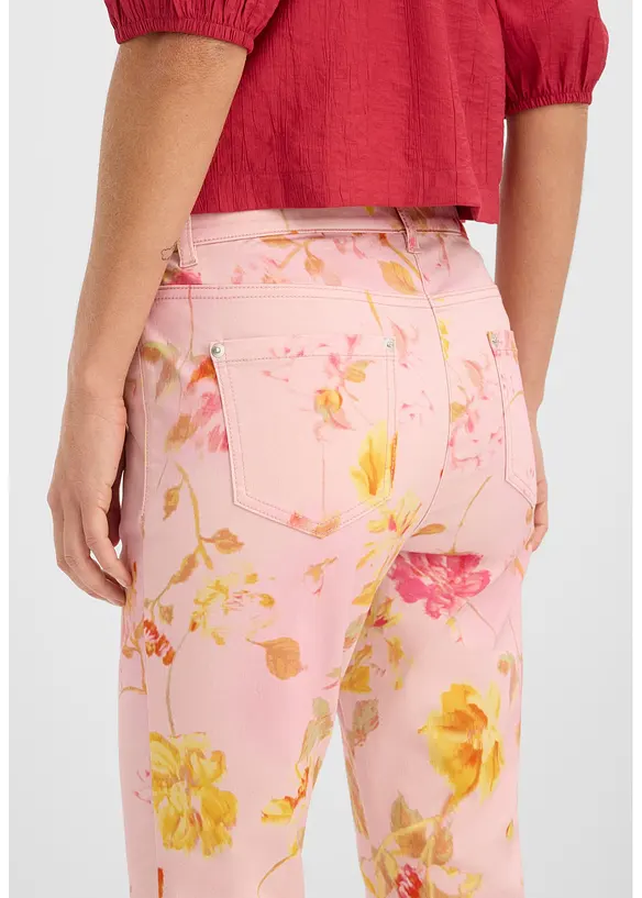 Stretchbyxa med tryckt blomm&ouml;nster, bonprix