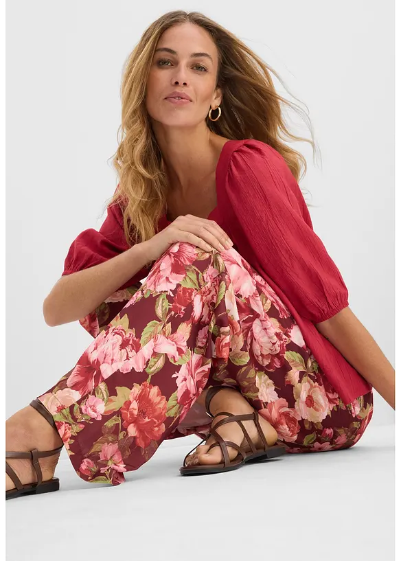 Byxa i vid modell med veck, bonprix