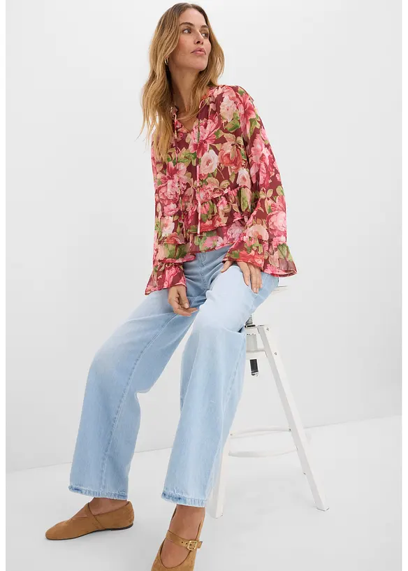 Chiffongblus med volanger, bonprix