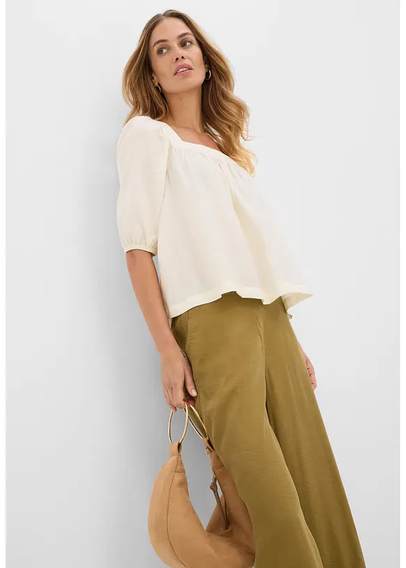 Blus av krinklat material med struktur, bonprix