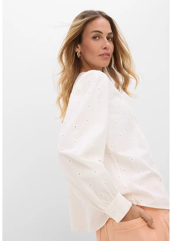 Blus av poplin med struktur, bonprix