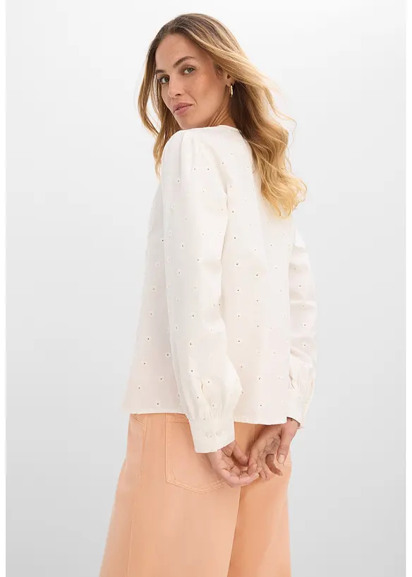 Blus av poplin med struktur, bonprix