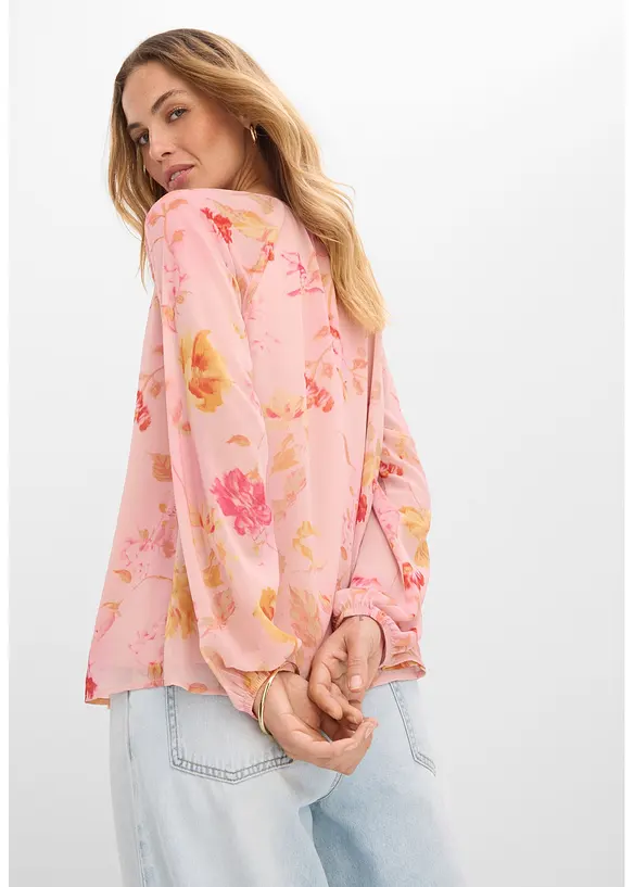 Chiffongblus med knytband, bonprix