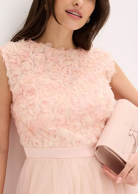 Aftonkl&auml;nning i uts&ouml;kt tyll med blommig spets, bonprix