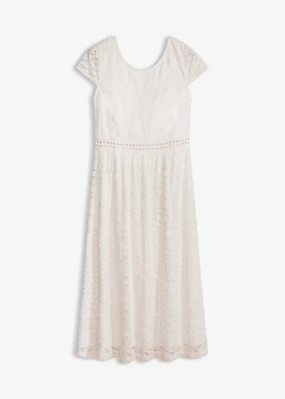 Spetskl&auml;nning med virkad inf&auml;llning i midjan, bonprix