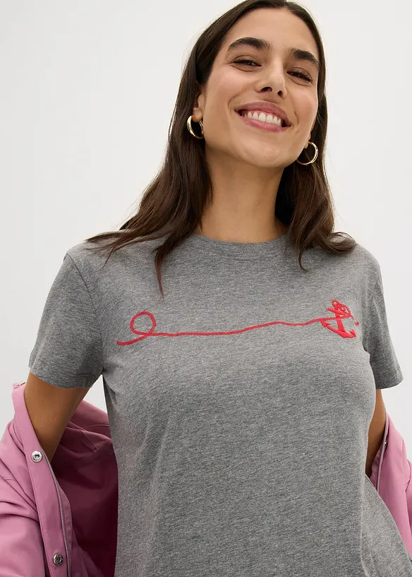 T-shirt med broderi, bonprix