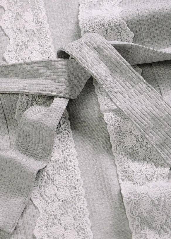 Ribbad kimono i bomull, bonprix