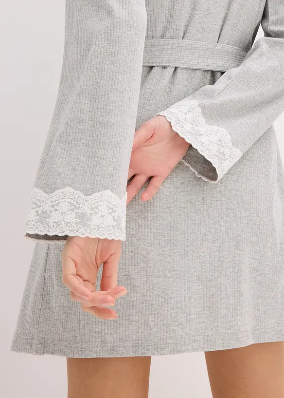 Ribbad kimono i bomull, bonprix