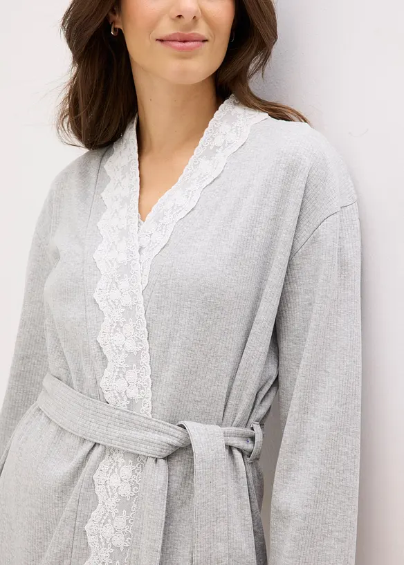 Ribbad kimono i bomull, bonprix