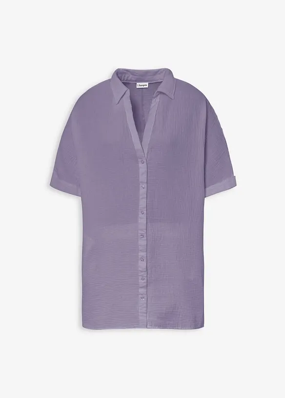 L&aring;ng muslinblus i oversizemodell av bomullsmuslin, bonprix