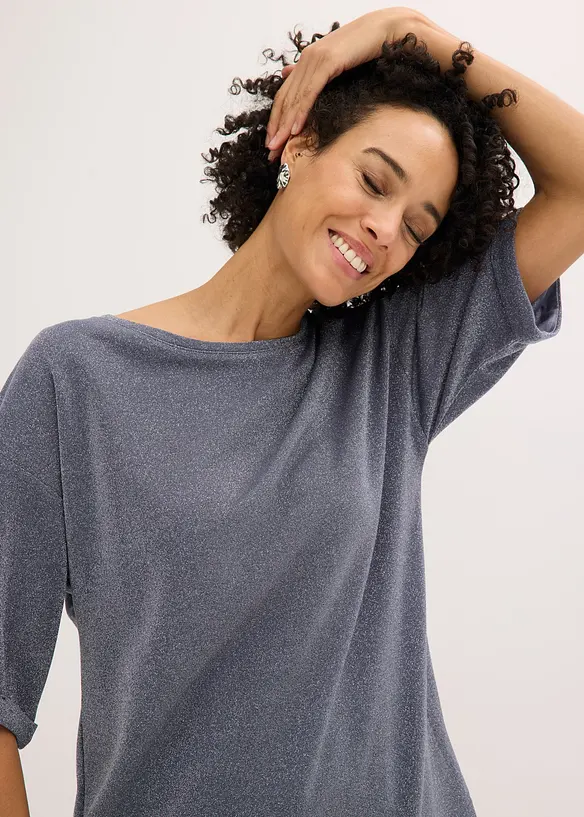 Topp av glittrande viskosmix med glansigt tryck, bonprix