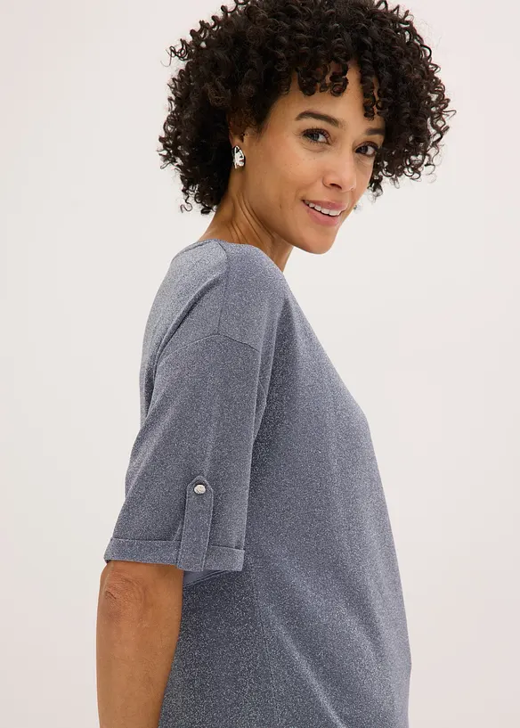 Topp av glittrande viskosmix med glansigt tryck, bonprix