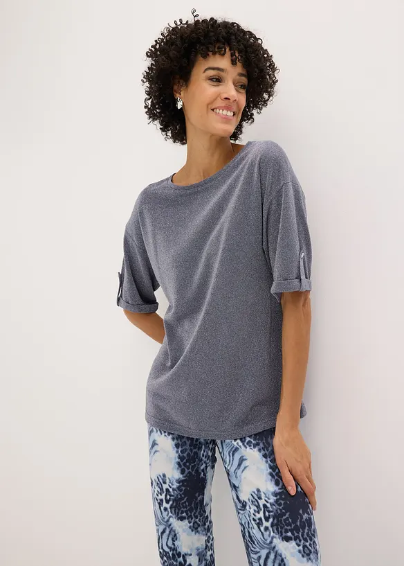 Topp av glittrande viskosmix med glansigt tryck, bonprix