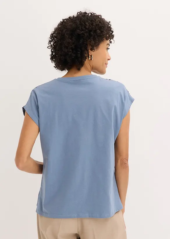 Topp med v&auml;vd inf&auml;llning och glittrande stenar, bonprix