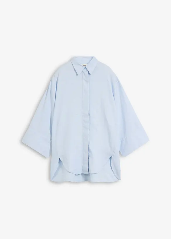 Skjortblus i svalkande linnemix, bonprix