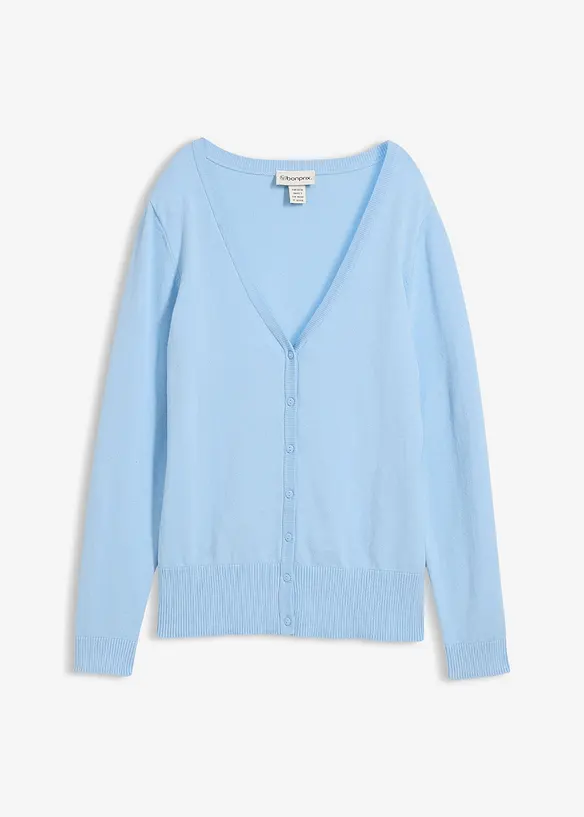Finstickad cardigan med knappsl&aring;, bonprix