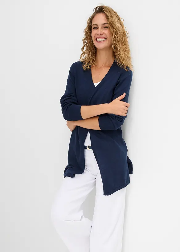 Cardigan i slubgarn av bomull, bonprix