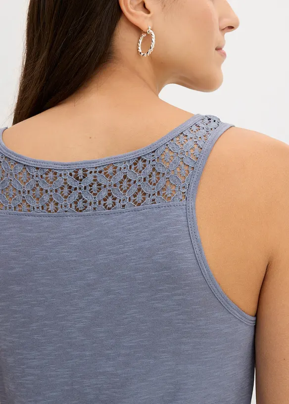 Trik&aring;kl&auml;nning i bomull med spets, bonprix