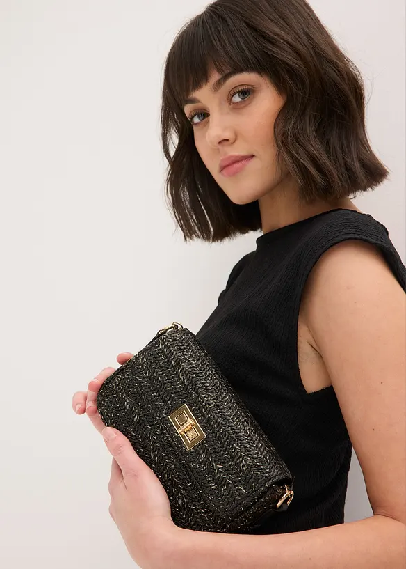 Axelremsv&auml;ska med halmlook och glittrande tr&aring;dar, bonprix