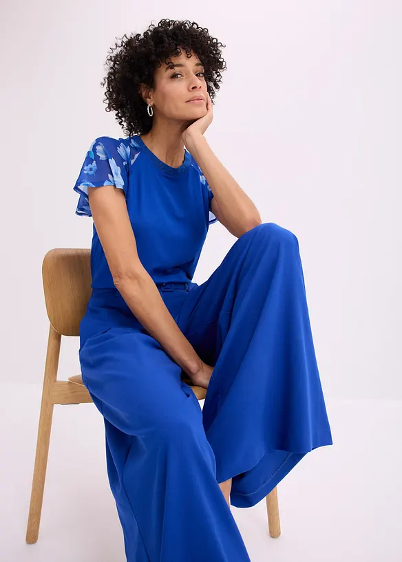 Topp med chiffong&auml;rmar, bonprix