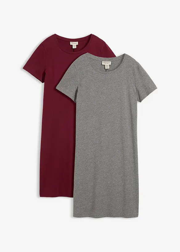 Jerseykl&auml;nning i ren bomull (2-pack), bonprix