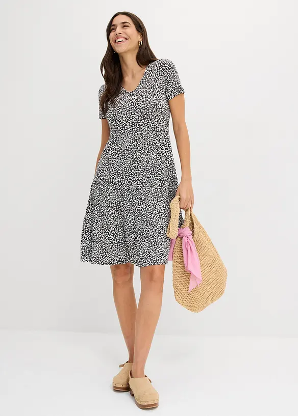 Jerseykl&auml;nning i viskosmix, bonprix