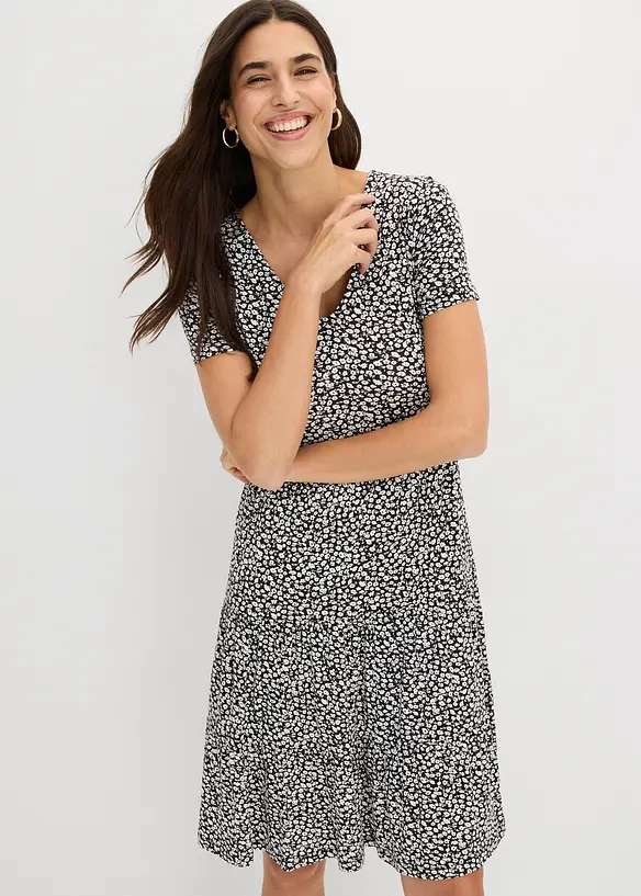 Jerseykl&auml;nning i viskosmix, bonprix