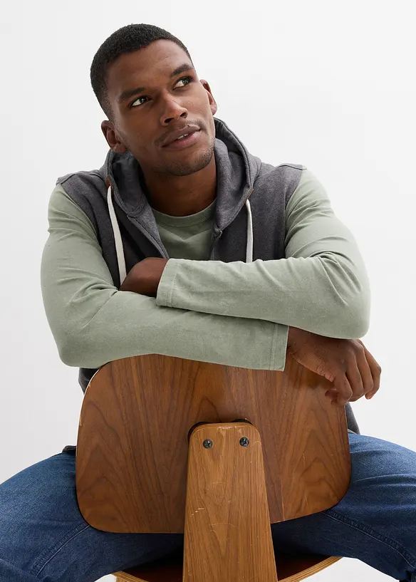 Trik&aring;v&auml;st med huva i mjuk bomullsmix, bonprix