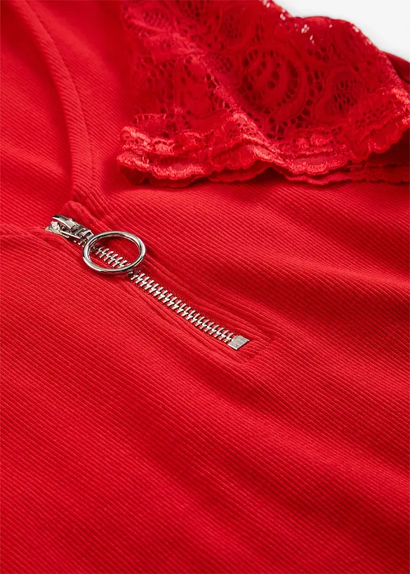 Ribbstickad topp av bomull, bonprix