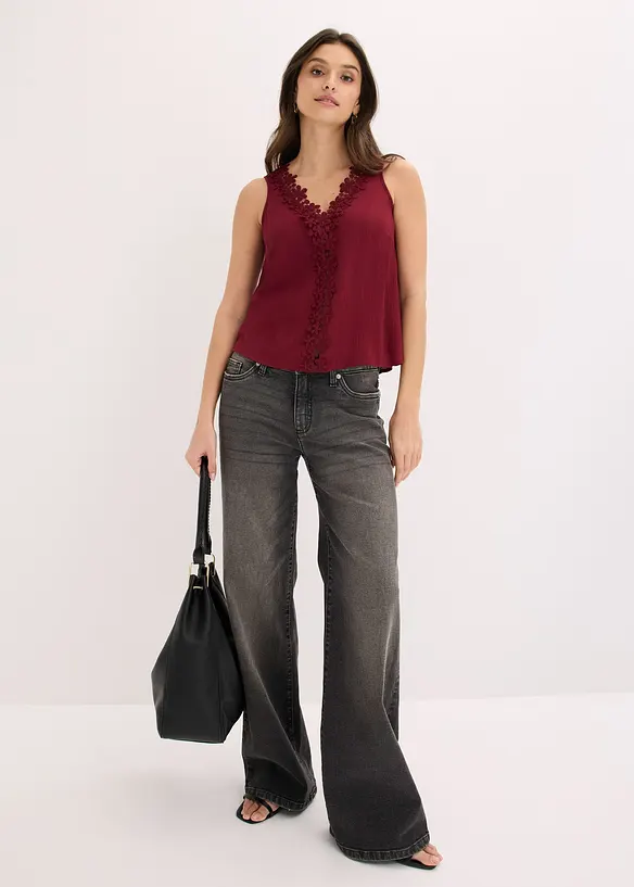 Bluslinne i krinklat material med struktur, bonprix