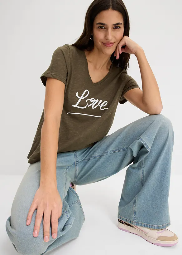 T-shirt med tryck, bonprix