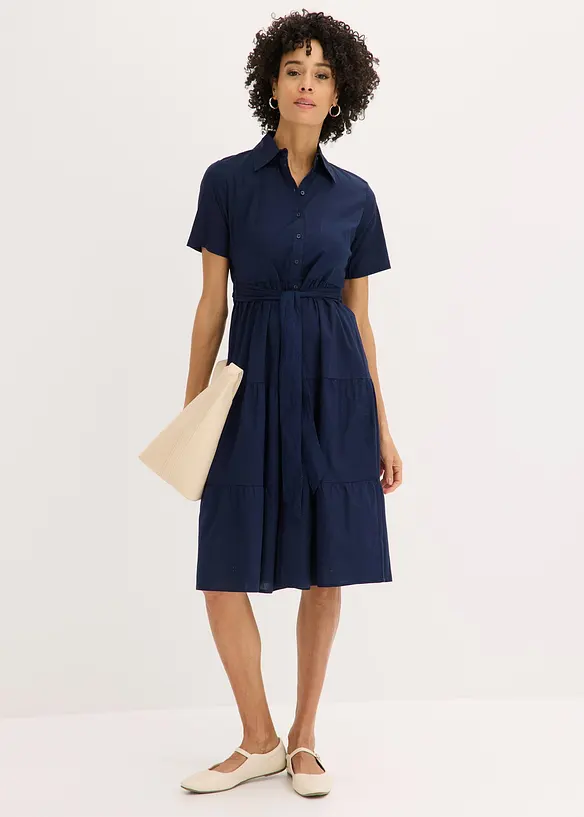Skjortkl&auml;nning i elastisk bomullsmix, bonprix