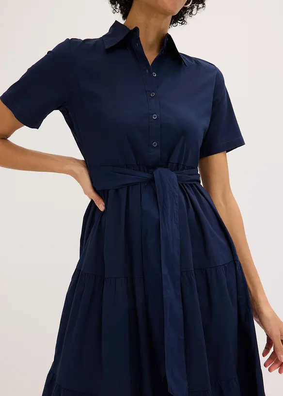 Skjortkl&auml;nning i elastisk bomullsmix, bonprix