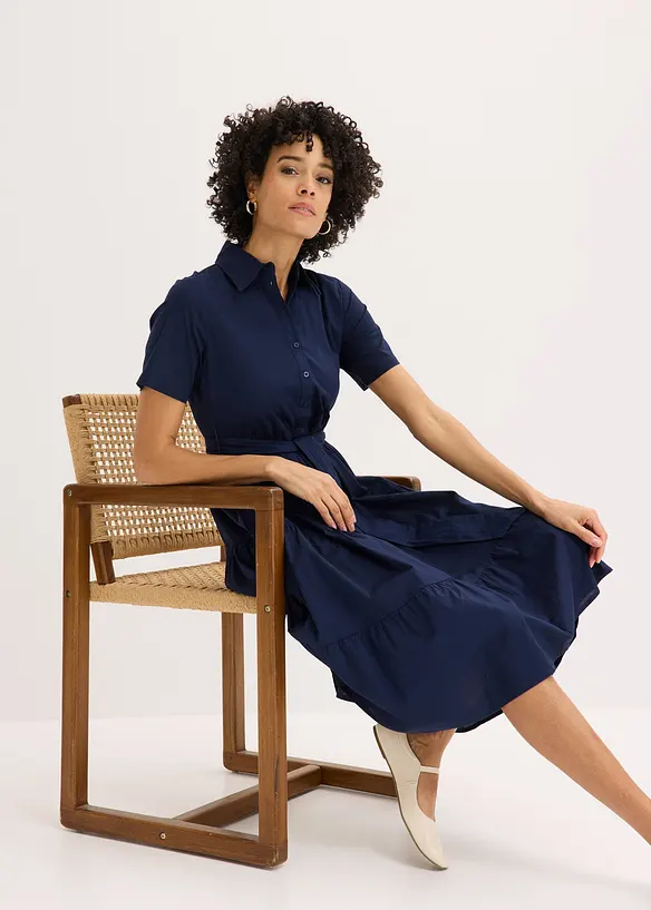 Skjortkl&auml;nning i elastisk bomullsmix, bonprix