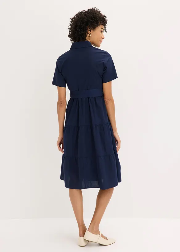 Skjortkl&auml;nning i elastisk bomullsmix, bonprix