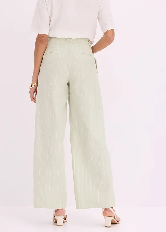 Byxa med gubbveck i linneblandning, bonprix