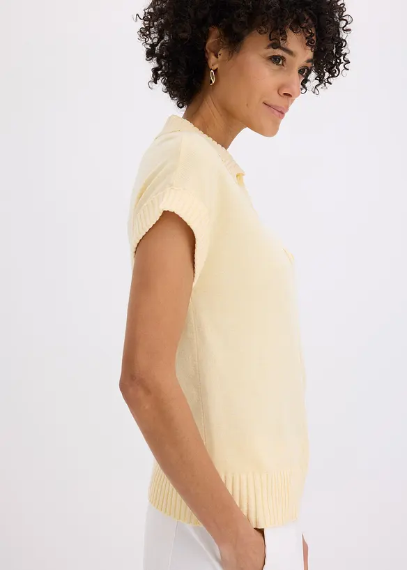 Tr&ouml;ja i bomullsmix med tenniskrage, bonprix