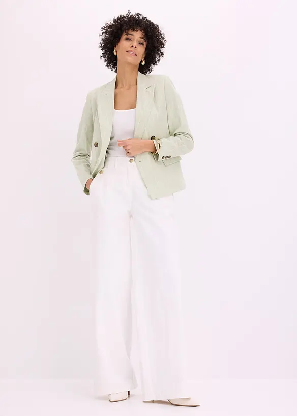 Stretchbyxa med vida ben, bonprix