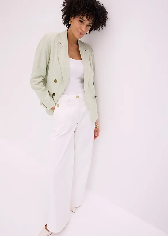 Stretchbyxa med vida ben, bonprix