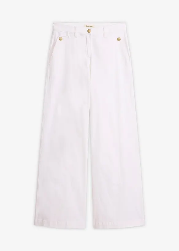 Stretchbyxa med vida ben, bonprix