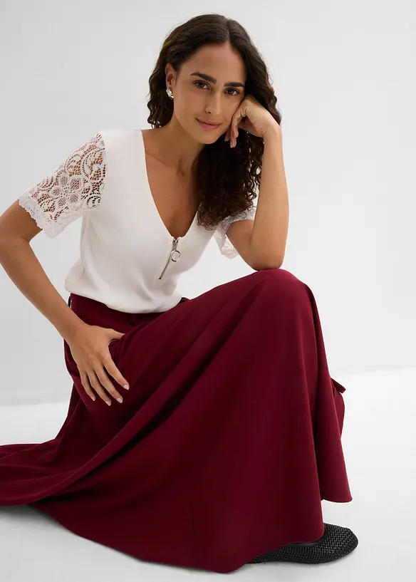 Ribbstickad topp av bomull, bonprix