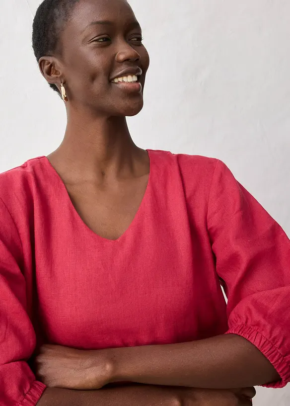 Kort linnekl&auml;nning med 3/4-&auml;rmar, bonprix