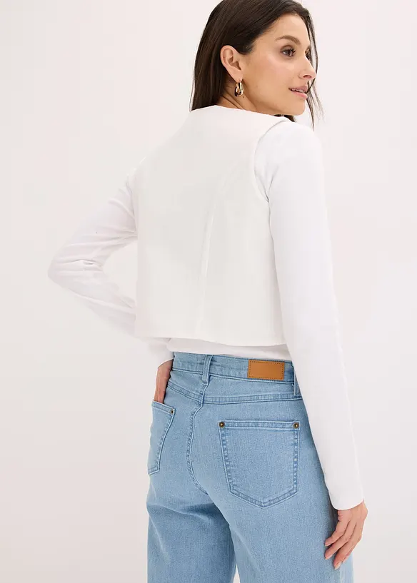 Broderad v&auml;st i luftig bomullsmix med linne, bonprix