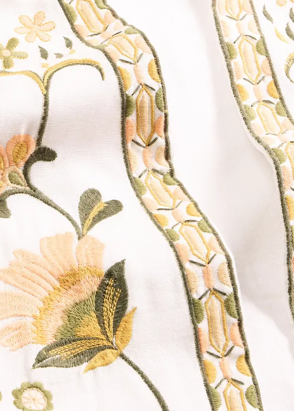 Broderad v&auml;st i luftig bomullsmix med linne, bonprix