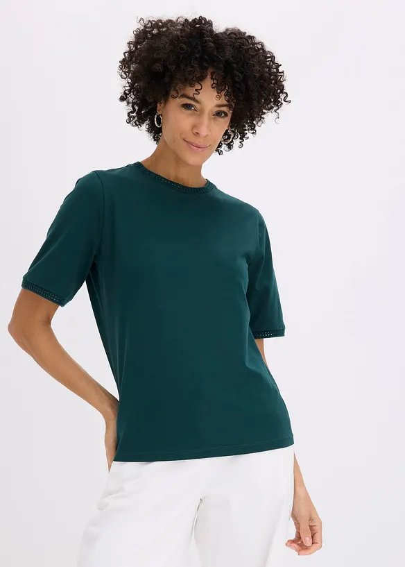 Topp med spetskant, bonprix