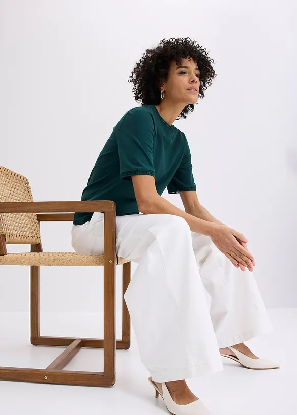 Topp med spetskant, bonprix